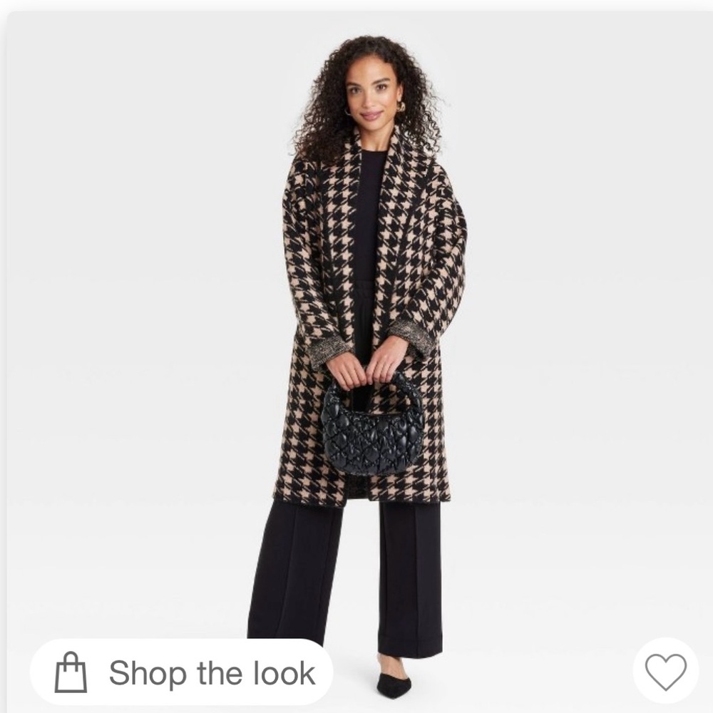 A New Day Coatigan in black and tan houndstooth pattern- Sz XS/S